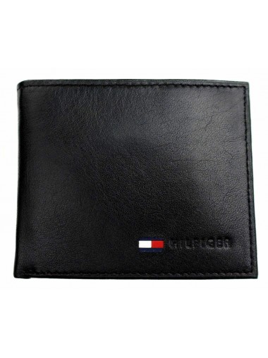 Tommy Hilfiger Men's Leather Passcase Wallet - Black